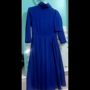 New Royal Blue Midi Dress with Bow